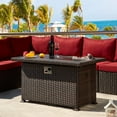 thumbnail image 3 of Erommy  Gas Fire Pit Table,38 Inch 50,000 BTU Round Propane Firepits w AluminumTabletop & Glass Wind Guard Brown-44in w PlasticTabletop 44in, 3 of 5