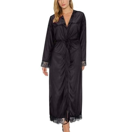 

Cathalem Long Sleeve Lingerie for Women Women Long Silk Kimono Dressing Gown Bath Robe Lingerie Lingerie for Curvy Ladies Underwear Black Small