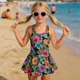 thumbnail image 3 of Uourmeti Girls' Tropical Hibiscus Floral Print Skirted One-Piece Swimsuit - Quick Dry, Stretchy Swim Dress for Beach & Pool Vacations, 3 of 8