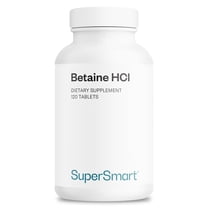SuperSmart - Betaine HCI 2600 mg per Day (Hydrochloride) - Digestive Bitters - Pepsin Support - with Protease | Non-GMO & Gluten Free - 120 Tablets