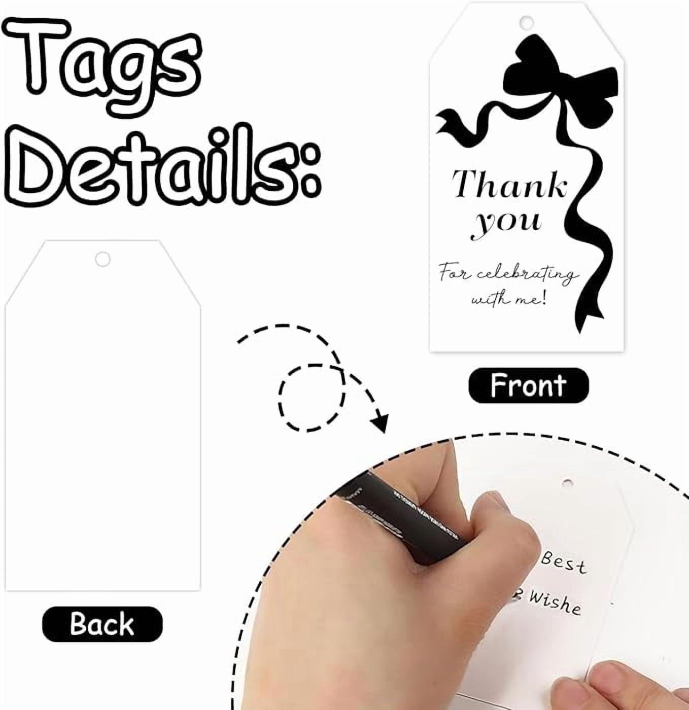 72Pcs Black Bow Party Favors Black Bow Key Chains Thank You Tags Bow Theme Keychains Gift Organza Bags for Girl Birthday Bachelorette Baby Shower Bridal Shower Party Supplies