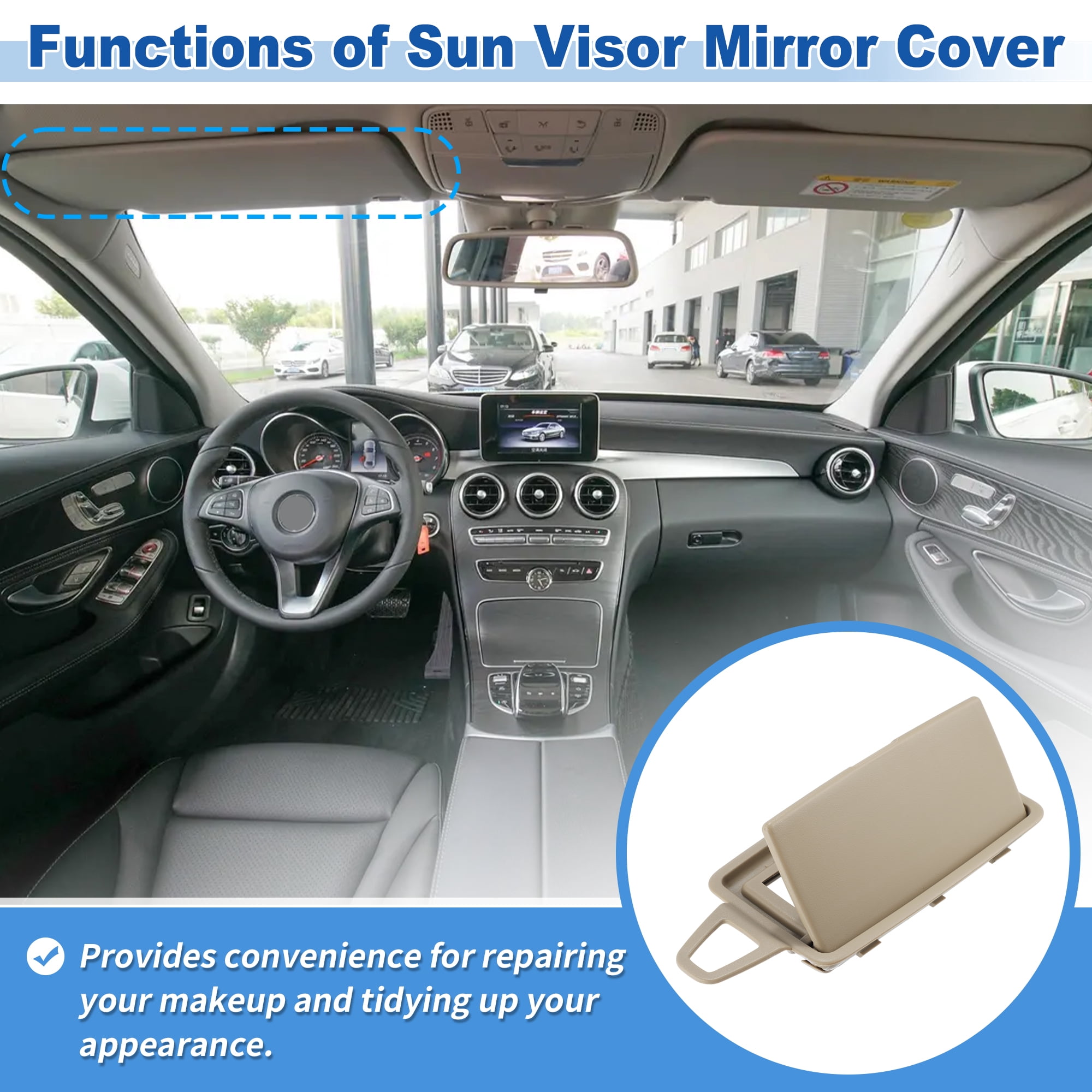 Unique Bargains Sun Visor Mirror Cover for Mercedes-Benz GLA W156/GLE W292 2015-2019