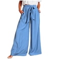 thumbnail image 2 of Lilgiuy Women's Summer Casual Pants Women's Casual Style High Waisted Solid Color Wide Leg Pants Athletic Joggers Running Sweatpants, 2 of 5