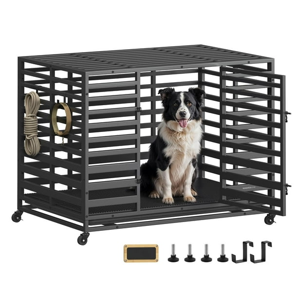 Jaula para perros SONGMICS HOME Heavy-Duty XL para perros grandes, color negro