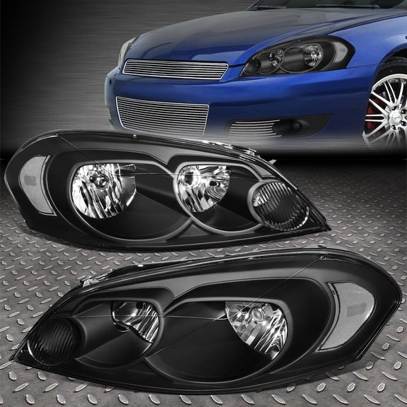 NUVISION for 06-16 Chevy Impala Limited Black Housing Clear Corner Headlight Head Lamps