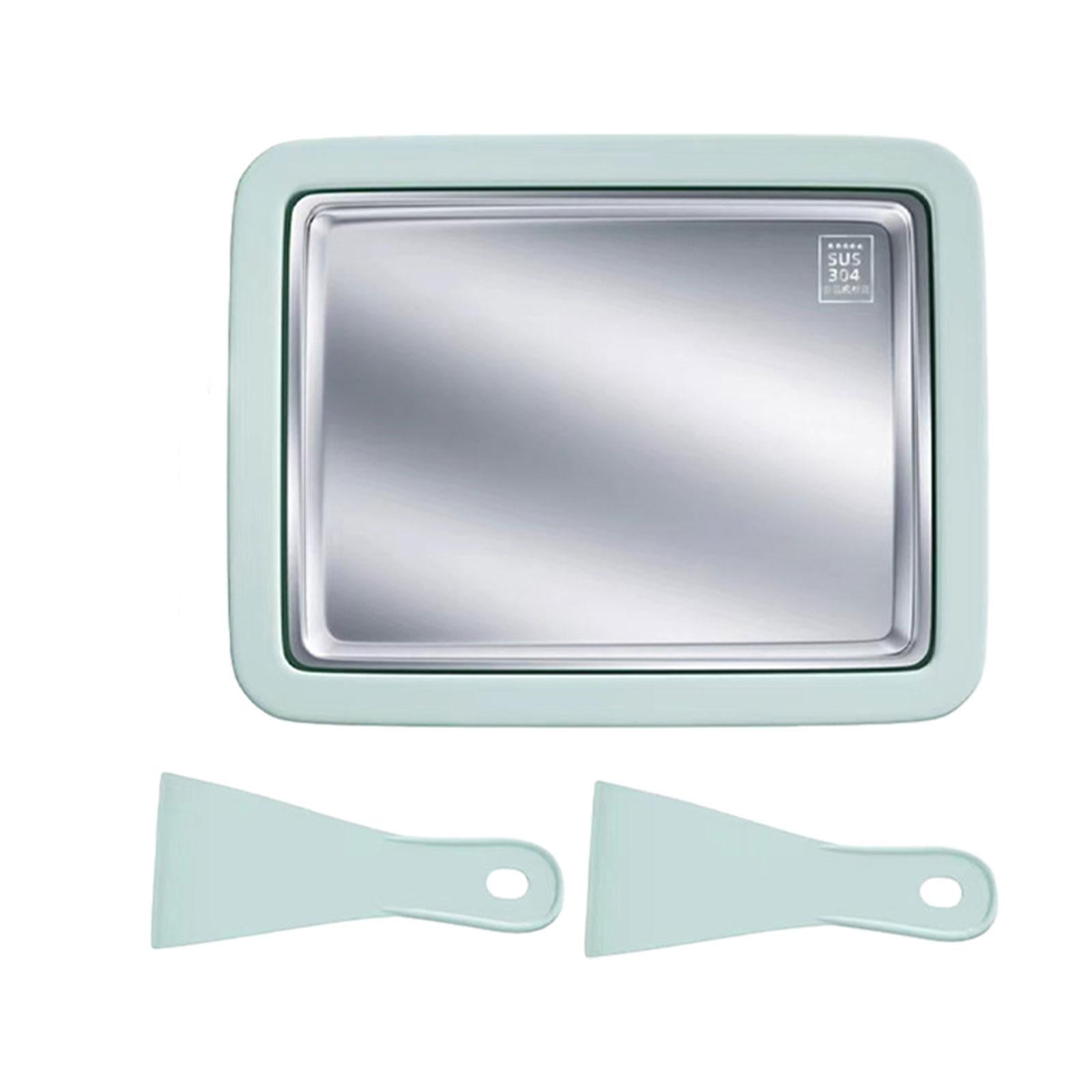 Tongina Cold Pan Plate DIY Portable Multipurpose Household Sweet Spot Pan Ice Cream Plate Maker for Sorbets Yogurt Soft Serve Green