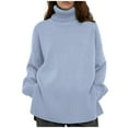 thumbnail image 2 of Qepwscx Women's Knit Tops Long Sleeve Knit Stripe Pullover Tops Turtleneck Neck Sweaters Top Knitted Jumperes Tops 2025 Winter Shirts Outerwear Loose Fits, 2 of 6