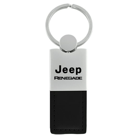 Jeep Renegade Duo Rectangular Leather Key Chain (Black)