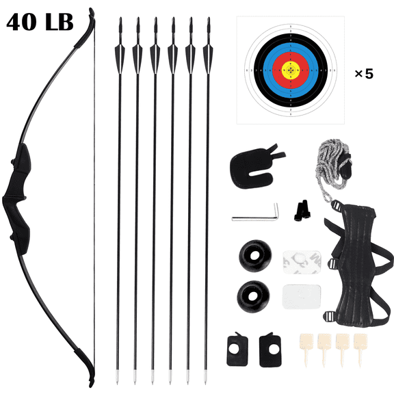Petoto 51" Recurve Bow and Arrow for Adults, 40lb Black Takedown Recurve Bow Set, Archery Set for Left and Right Handed Outdoor Target Practice