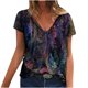 thumbnail image 1 of Blusa estampada de verano para mujer, camisetas casuales de manga corta con cuello en V, camisetas Pompotops  hkajfhjk472090, 1 of 5