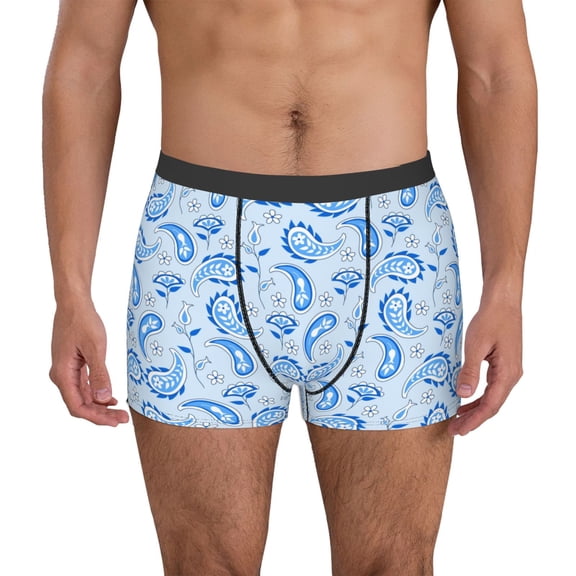 Naloa Winter Paisley Pattern Mens Underwear - Boxers for Men, Mens Boxer Briefs, Classic Briefs for Men-Small