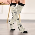 thumbnail image 5 of FORMRS Womens Knee High Socks Casual Long Thick Travel Daily Wear, 1 Pair, Small Black Flowers, 5 of 6