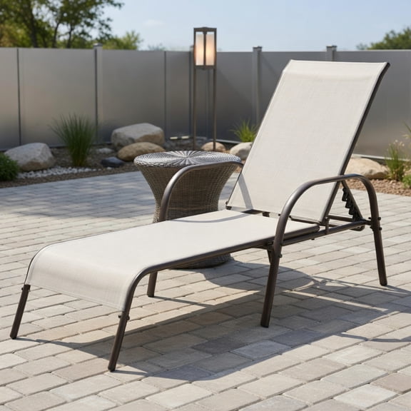GVN Chaise Lounge Outdoor, Lounge Chair Outdoor,Adjustable Patio Chaise Folding Lounge Chair with Backrest-Gray