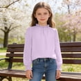 thumbnail image 5 of Ultrave Ruffle Collar Shirt for Girls Dot Print Smocked Long Sleeve Blouse Loose Cute Shirts for 5-14Y, 5 of 6