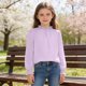 thumbnail image 3 of Crop Top Camisas de Manga Larga para las Mujeres Color Sólido Fleece Elástico de Manga Larga Puño Plegado Cuello Dulce Y Adorable Camisas de Niños para Niños Camisas de Manga Larga para Niños, 3 of 6