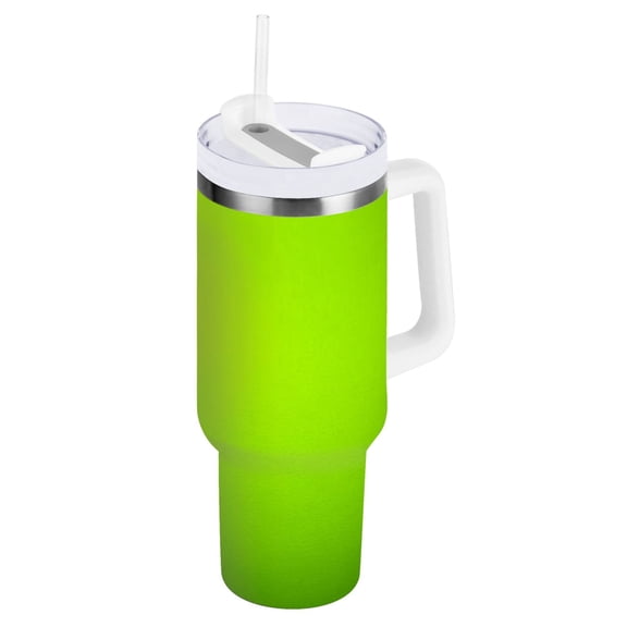 Iauyy Stainless Steel Insulated Tumblers , 40oz/30oz Handle BPA-Free, 8Hour Hot/ 4Hour Cold for Travel Sports Outdoor Camping,Lime Green Background