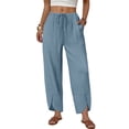 thumbnail image 2 of Nestiefly Womens Wide Leg Barrel Palazzo Capri Pant 2026 Summer Boho Casual Harem Lounge Trousers with Pockets Beach Vacation Clothes Blue L, 2 of 7