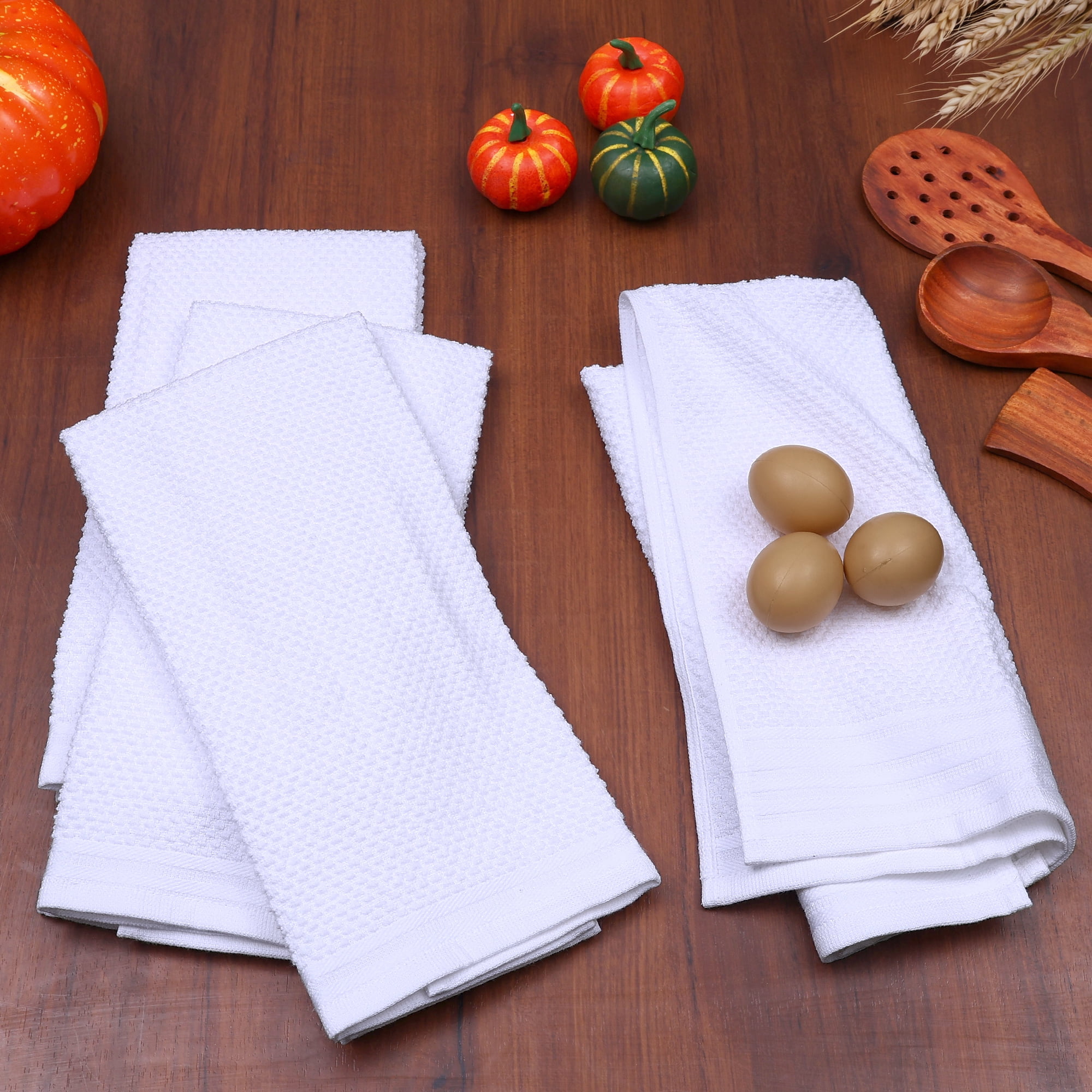Mainstays 12-Pack 16 in x 26 in Woven Kitchen Towel Set, Arctic White