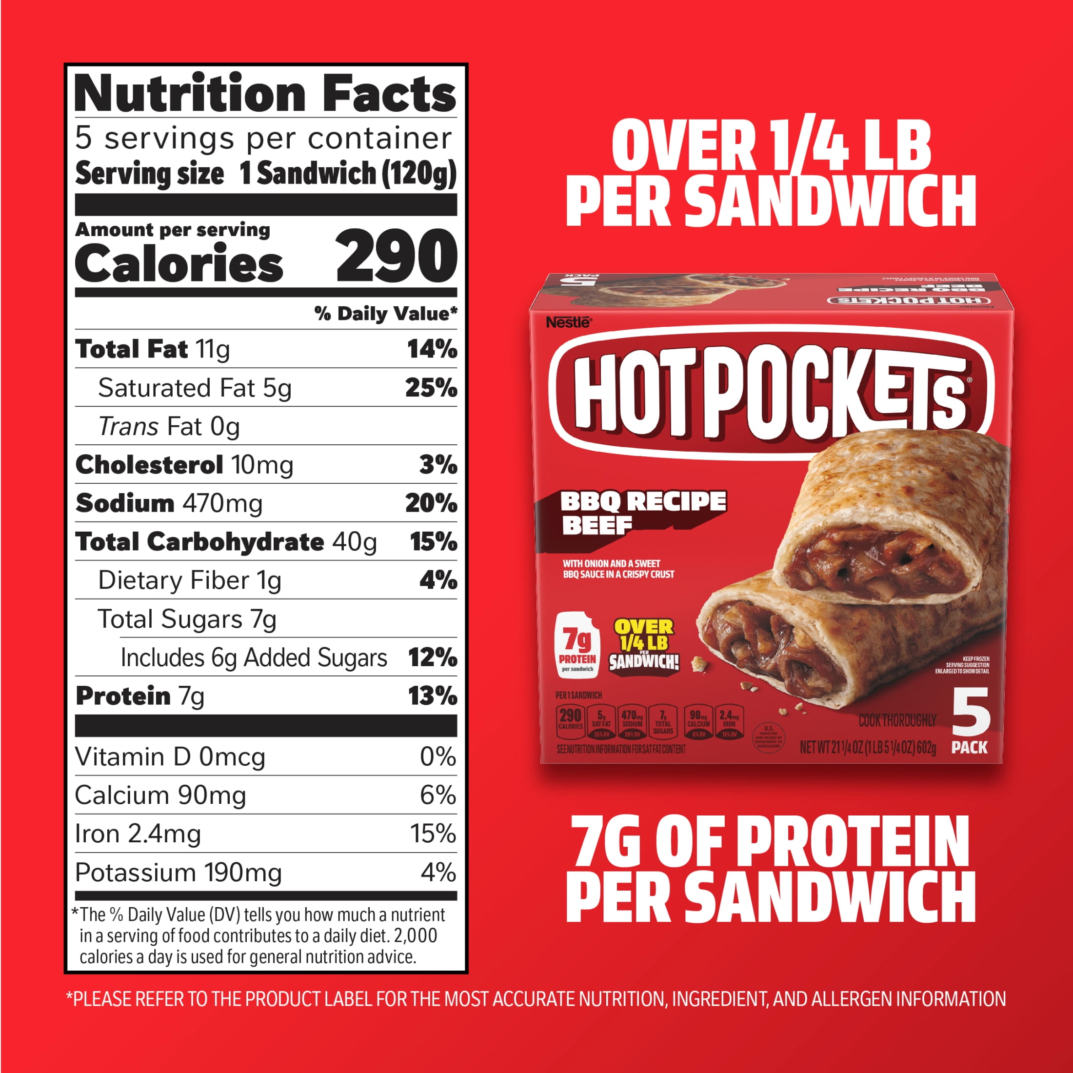 Hot Pockets BBQ Recipe Beef Sandwich with a Crispy Crust 21.25 oz Frozen Walmart