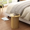 thumbnail image 3 of PieDle 17.5'' Wood Round Side Table, Fluted Wood Nightstand Bedside Sofa Table for Living Room Bedroom, Natural, 3 of 8