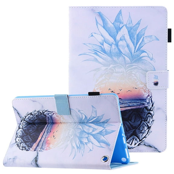 PU Leather Case for Fire HD 10.1" (11th Gen 2021), Fire HD 10 Plus Cover with Pen Holder, Allytech Kickstand Cover Colorful Pattern Shockproof Auto Wake Sleep Case with Card Slots,Sea Pineapple