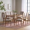 thumbnail image 2 of GDF Studio Fernleaf French Country Fabric Upholstered Wood Expandable 7 Piece Dining Set, Natural Brown and Light Gray, 2 of 14