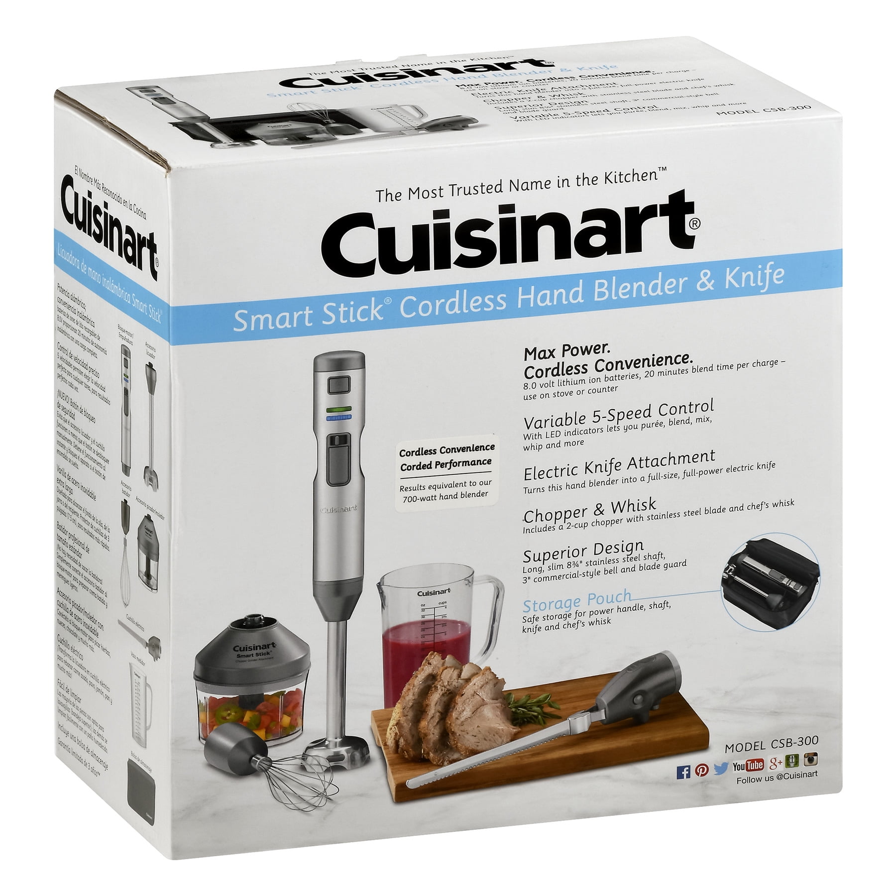 Cuisinart Cordless HandHeld Blender 5Speed Setting 20mins Timer BPAFree