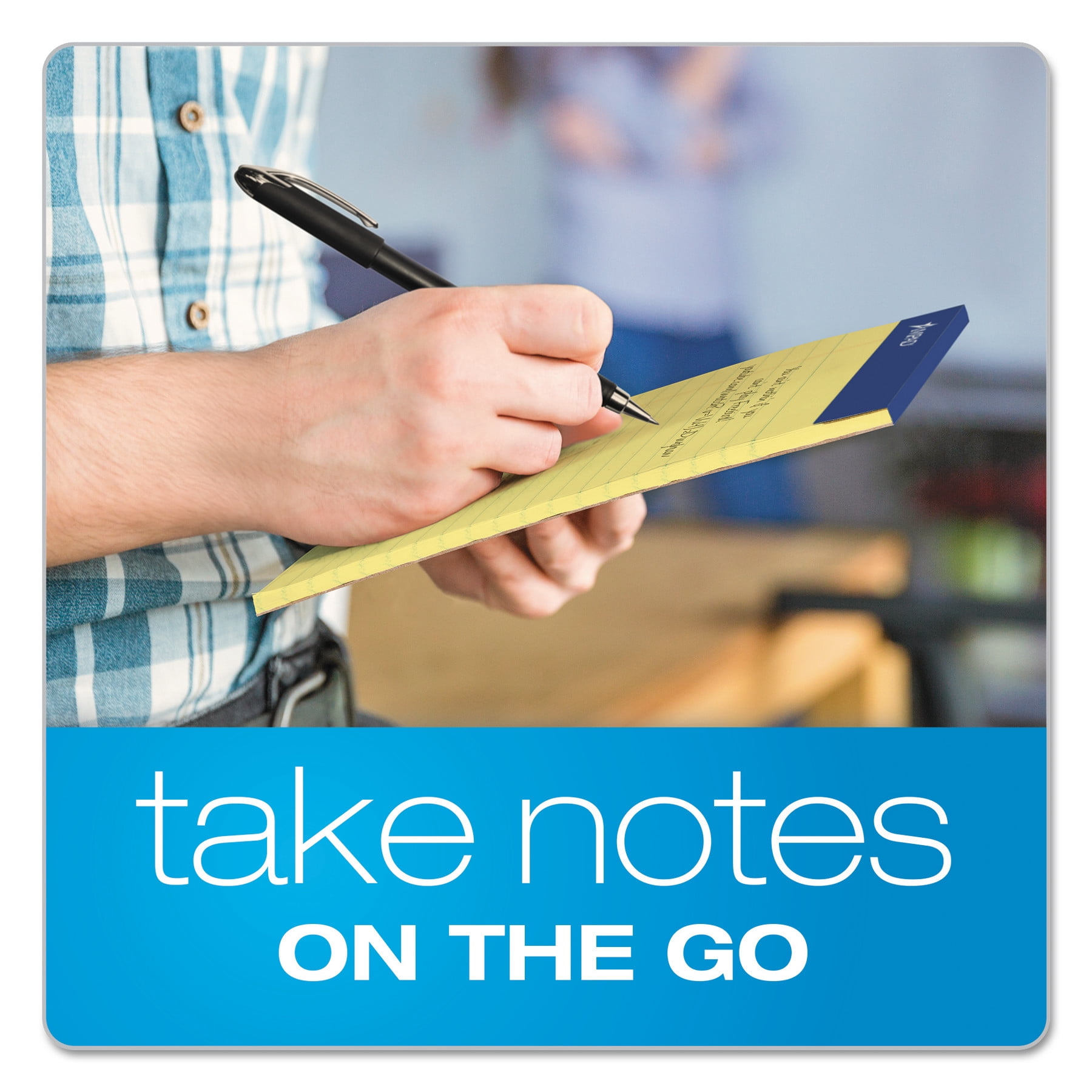 Ampad Perforated Writing Pad, Narrow, 5 x 8, Canary, 50 Sheets, Dozen -TOP20204