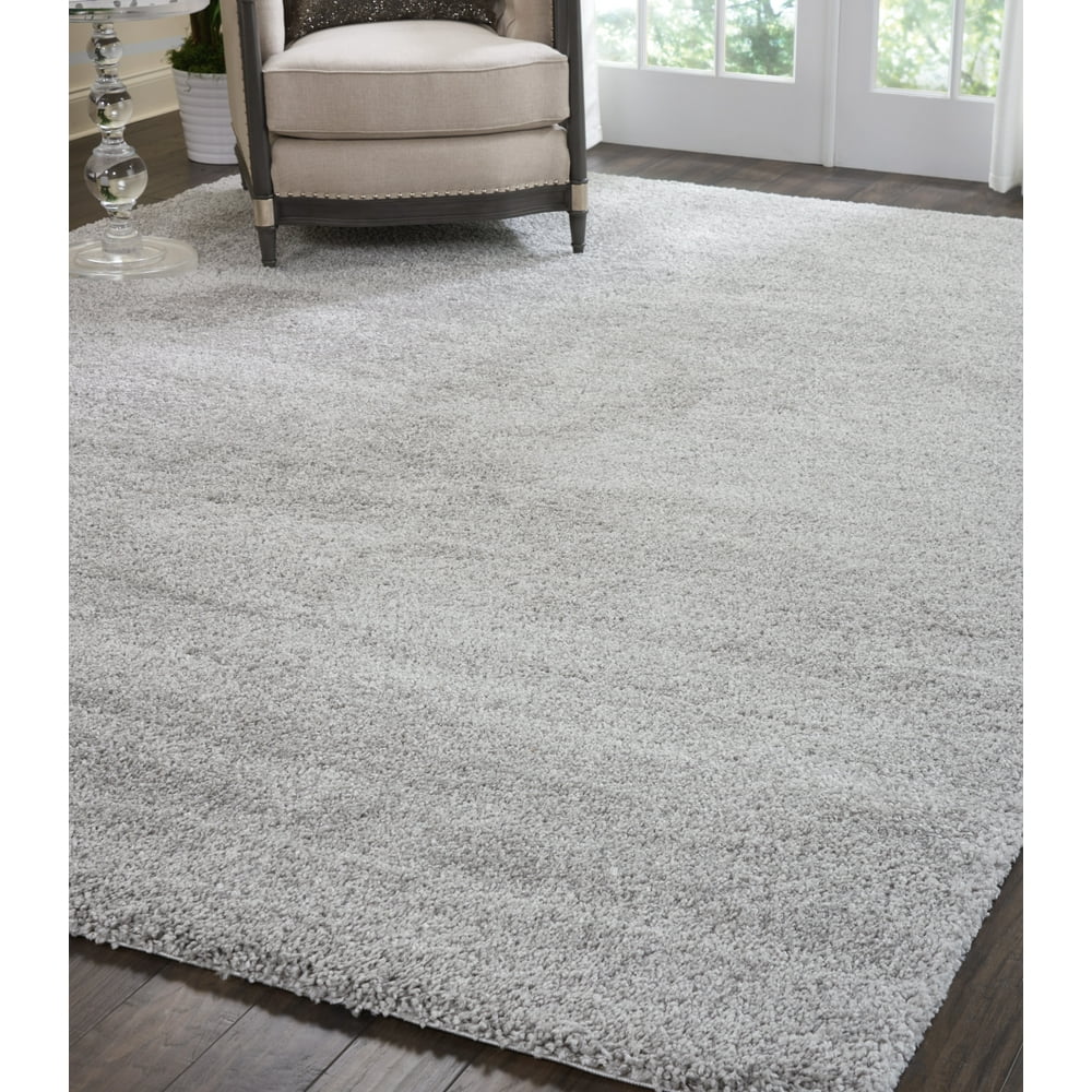 Malibu Shag Solid Silver Grey Area Rug