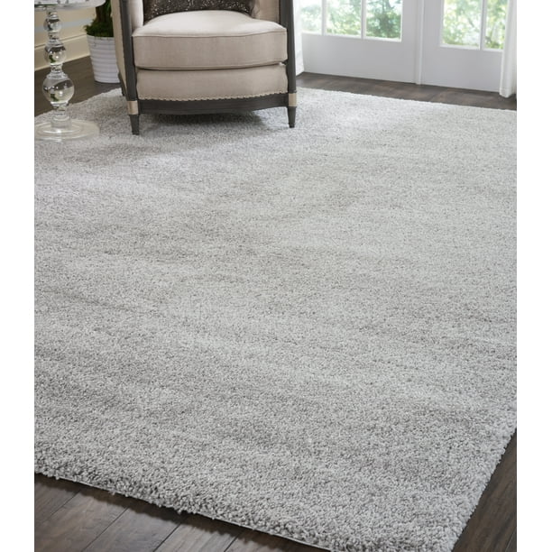 Malibu Shag Solid Silver Grey Area Rug