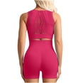 thumbnail image 3 of Summer 2 Piece Sets,Workout Sets for Women 2 Piece Seamless Yoga Outfits Shorts and Padded Sports Front Zip Bra Gym Athletic Clothing Set, 3 of 4