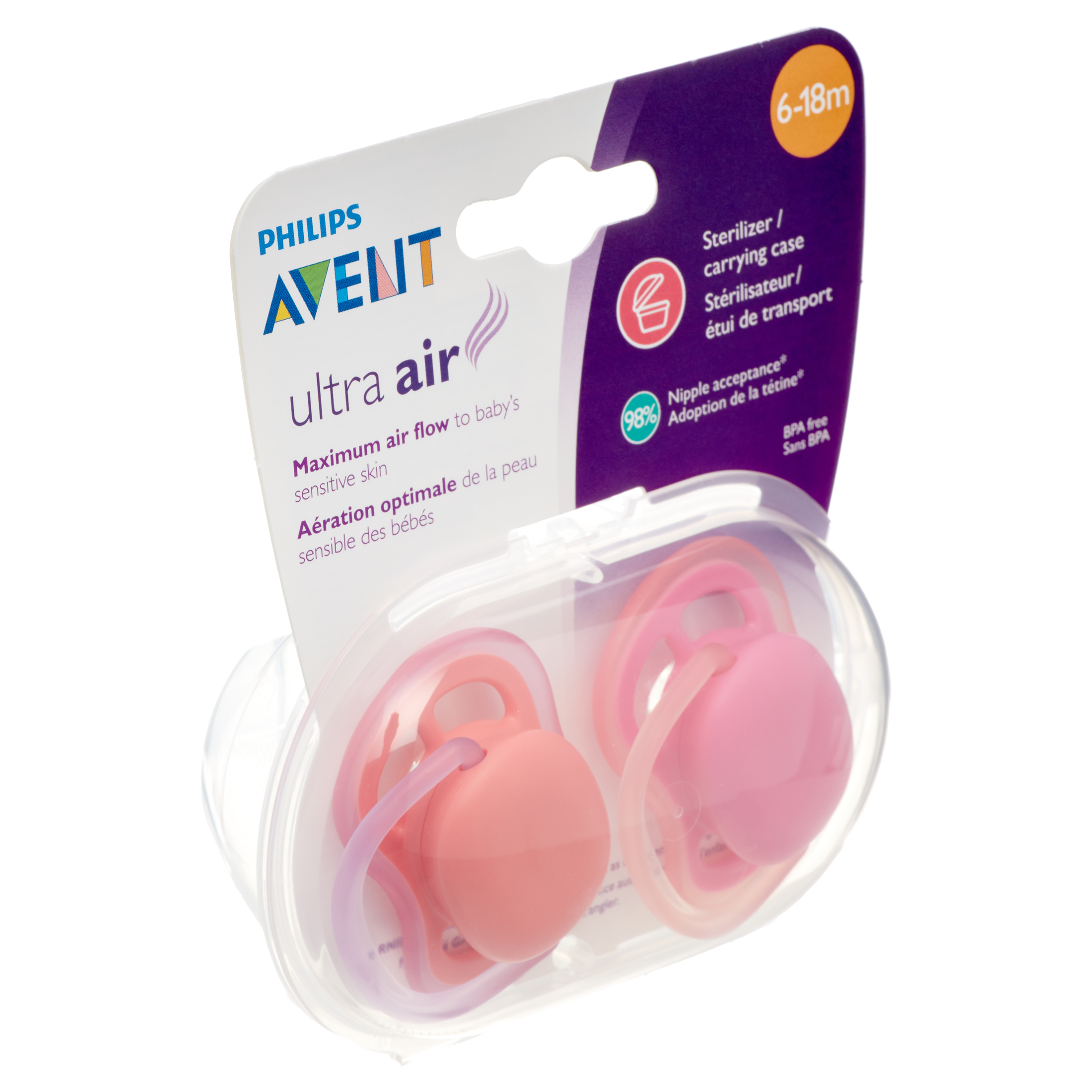 Baby Philips AVENT Ultra Air Pacifier 618 Months Pink/Peach SCF245/42