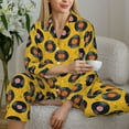 thumbnail image 4 of Goofa Retro Vinyl Records Printed Women’s 2 Piece Pajama Set Super,Pajamas Women's Long Sleeve Sleepwear Soft Button Down Loungewear Pjs Lounge Set Nightwear-X-Large, 4 of 9
