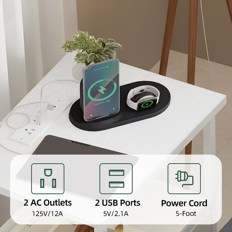Tomnk Nightstand with Charging Station, 2 Drawers photo 7