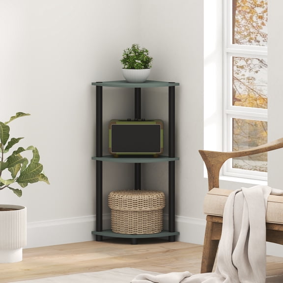 Furinno TURN-N-TUBE 3-Tier Corner Open Bookshelf Sage Green