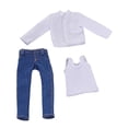 thumbnail image 4 of Figura masculina a escala 1/12, ropa, chaleco, camisa y jeans, accesorios, ropa clásica para hombre. Blanco, 4 of 9