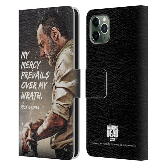 Head Case Designs Officially Licensed AMC The Walking Dead Rick Grimes Legacy Mercy Prevails Leather Book Wallet Case Cover Compatible with Apple iPhone 11 Pro Max