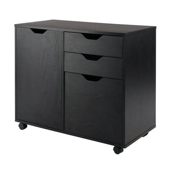 Contemporary Home Living 30.75" Black Two Section Mobile Filing Cabinet