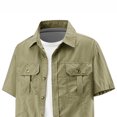 thumbnail image 5 of Men's Casual Button Down Short Sleeve Shirt Solid Color Lapel Pocket Outdoor Quick Dry Breathable Shirt Tops For Golf Hiking Vacation Travel Fashion Essential Gift | JASKFLY,Khaki L, 5 of 6