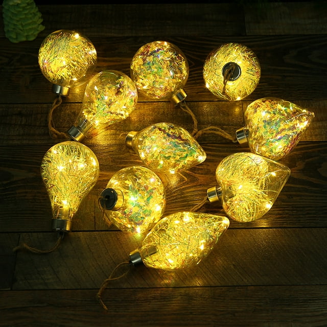 Ornement de Noël LED Transparent 2 Pcs Boule de Cristal LED Suspendue Décoration d'Arbre