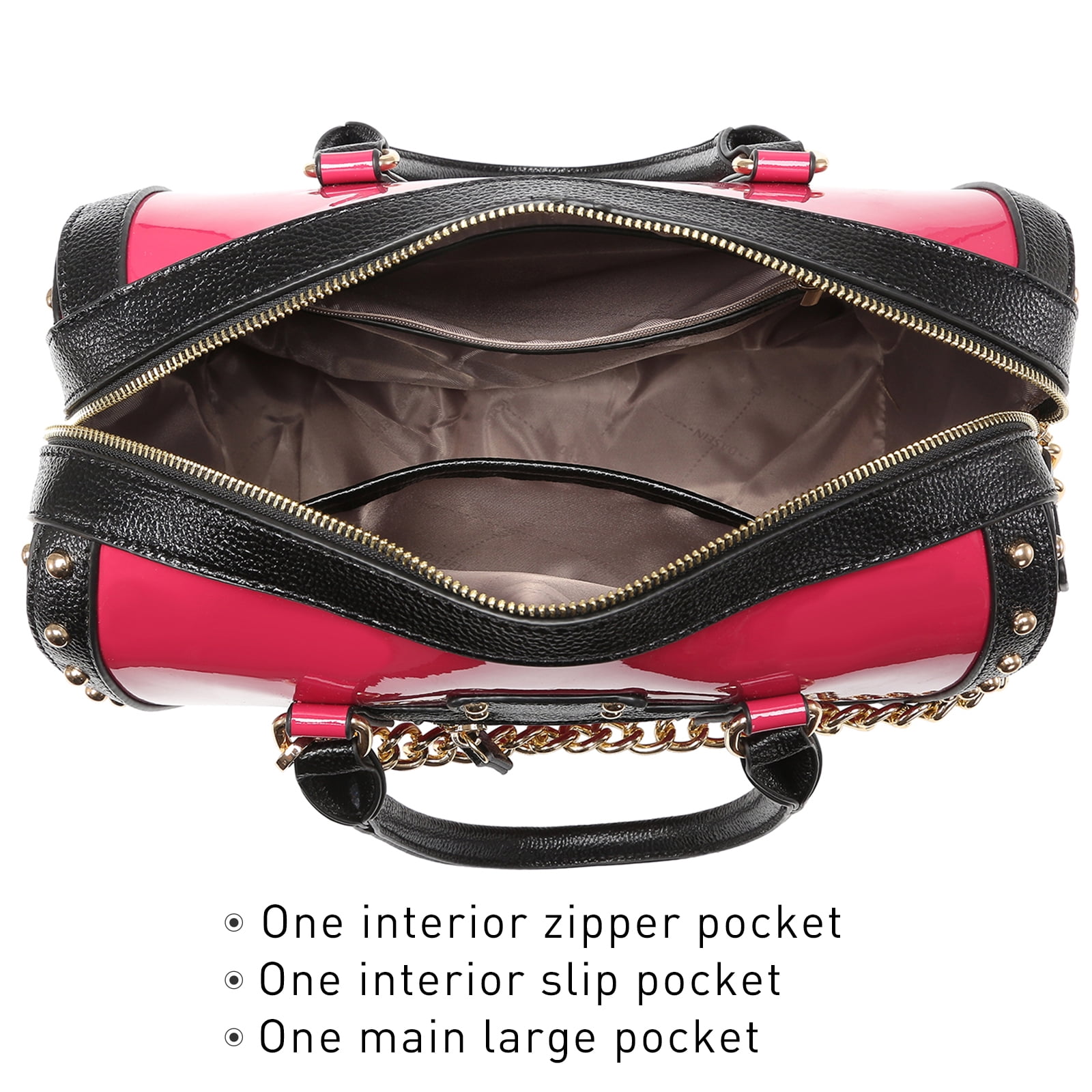 Shiny Patent Faux Leather Handbags Barrel Top Handle Satchel Bag Shoulder Bag for Women