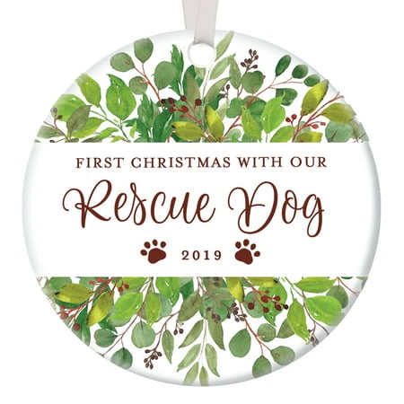 Rescue Dog Ornament First Christmas 2019 Family Keepsake New Pet Owner Festive Holiday Gift Canine Puppy Lover Man's Best Friend Shelter Adopted Doggy 3