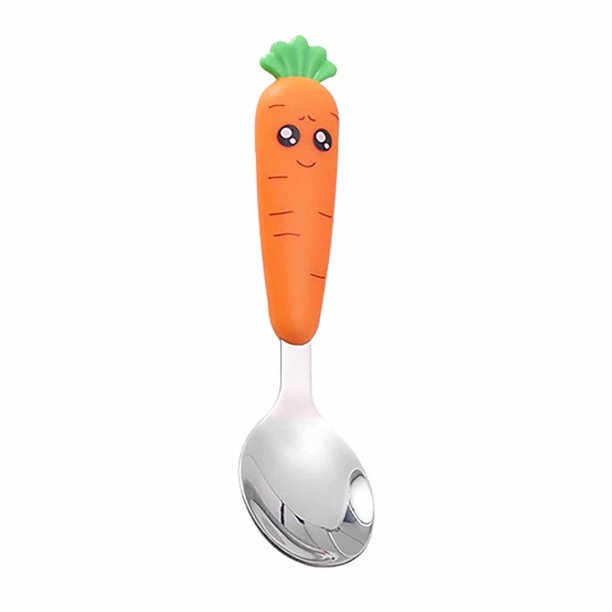 ¡Liquidación! Vajilla Huayishang con cuchara, cubiertos con forma de zanahoria, material alimenticio, vajilla infantil de acero inoxidable, tenedor, cuchara y zanahoria. Artículos esenciales de