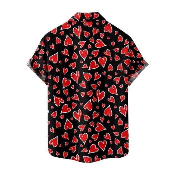 Men's Shirt Valentine's Day 3D Printed Button Lapel Short Sleeve Fashionable Attractive Daily Wear