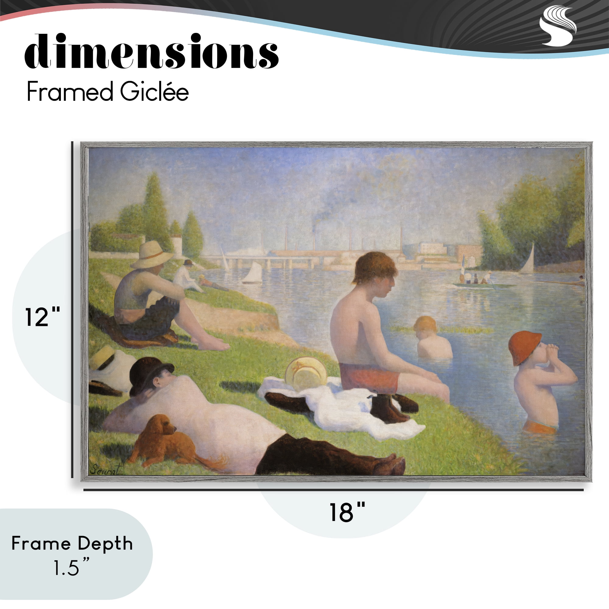 Stupell Industries Afternoon Bathers Georges Seurat Gray Framed Giclee Art, design by Georges Seurat