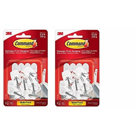 Command Wire Hooks Value Pack, Small, White, 9-Hooks 17067-9ES 2 — Indoor & Outdoor Use, NEC-Compliant
