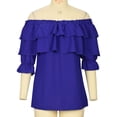 thumbnail image 4 of Honeeladyy Women's Sleeveless Summer Short Sleeve Off-The-Shoulder Sexy Casual Ruffles Tops Regular Solid Tops, 4 of 9