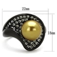 thumbnail image 2 of IP Black(Ion Plating) Stainless Steel Ring with Synthetic Pearl in Champagne for Women Champagne Stone Color Style TK1732 Size 6, 2 of 4