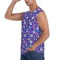 thumbnail image 3 of Xecao colorful Skull flower leaf Print Men's Tank Top: Sleek Sleeveless Tee for Casual Sports and Beach Occasions-XX-Large, 3 of 7