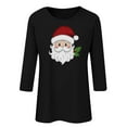 thumbnail image 4 of asdoklhq Plus Size Tops Christmas Ladies' Christmas Round Neck 3/4 Sleeve T-shirt Shirt Black S, 4 of 4